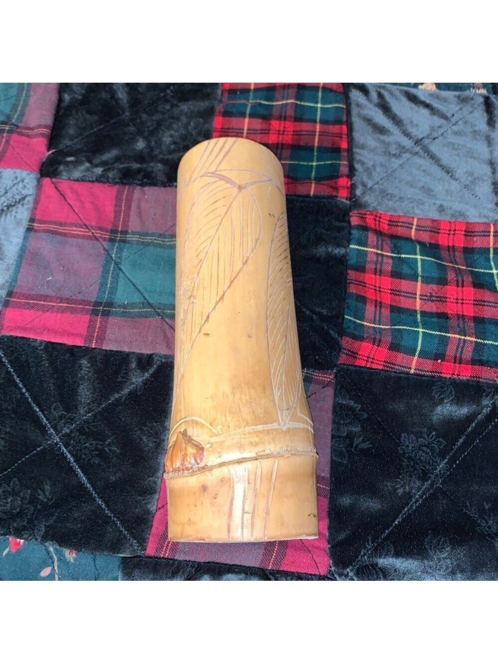 Unbranded Bamboo Carved Vase One Size Beige